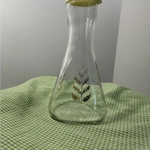 Vintage Good Seasons Salad Dressing Cruet Clear Glass Gold Laurel Leaf & Lid